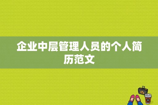 企业中层管理人员的个人简历范文