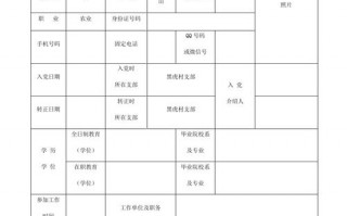 合格党员登记表模板电子版