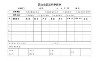 医院物资采购申请单 医院采购申请单模板