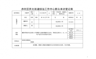 联系群众登记薄模板,联系群众工作登记表 