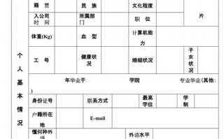 员工个人资料模板图片