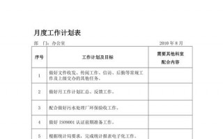 公司月达标计划表模板,公司月度工作计划表 