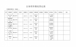 政府公务车辆台账模板（公务用车台账）