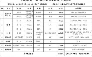 军训收费预算表格模板（军训费用预算方案）