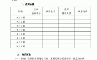 放假值班安排说明模板,放假值班制度 