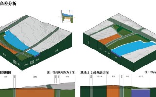 高差地形景观设计-地形高差测量网格模板