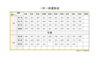 小学一年级课程表怎么做好看-学校一年级课程表模板