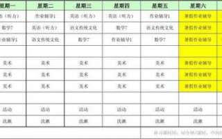 教辅机构学生课表模板,辅导班课程表安排表 