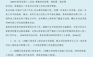 项目个人工作总结 项目个人总结报告模板