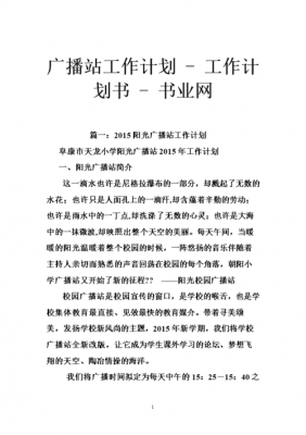 广播站个人工作计划500字-广播站工作计划模板-第2张图片-马瑞范文网