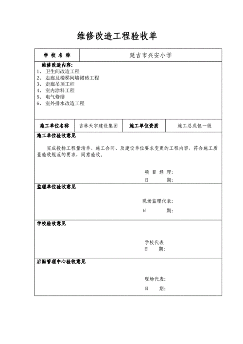 校园维修项目 校园维修验收清单模板-第1张图片-马瑞范文网