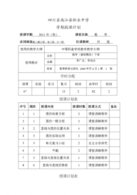 授课计划模板大学（授课计划编写）-第1张图片-马瑞范文网