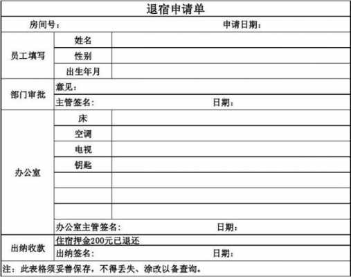 员工退宿申请表格模板-第3张图片-马瑞范文网