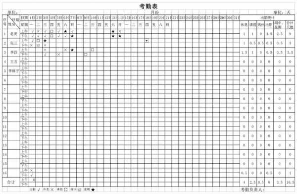 考勤表格模板合集-第2张图片-马瑞范文网