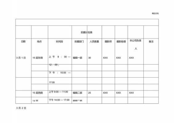 拍摄计划周期表模板_拍摄计划怎么写?-第3张图片-马瑞范文网