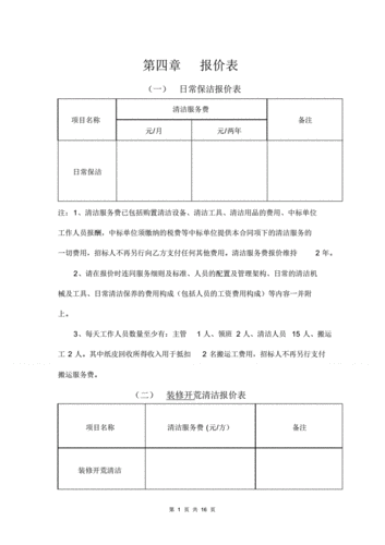 商场保洁报价清单模板_商场保洁收费报价-第2张图片-马瑞范文网