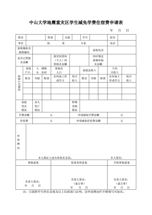 免交住宿费申请-免住宿费申请表模板-第1张图片-马瑞范文网