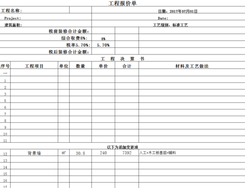 工程量单价目表模板,工程量单价目表模板怎么做 -第3张图片-马瑞范文网