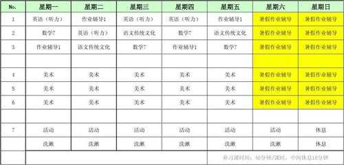 教辅机构学生课表模板,辅导班课程表安排表 -第1张图片-马瑞范文网