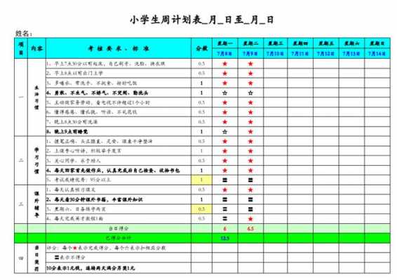 小学生周计划表内容 小学生周计划表模板-第1张图片-马瑞范文网