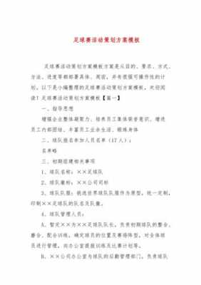 足球赛事策划方案和营销方案 足球赛事策划方案模板-第1张图片-马瑞范文网