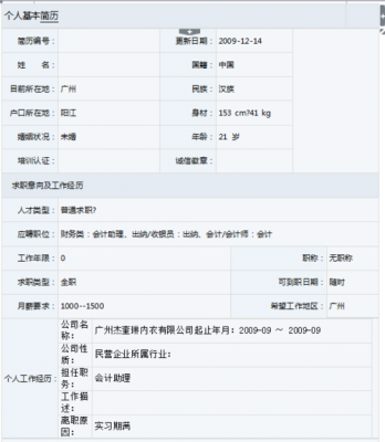 收银员应聘资料表模板-第3张图片-马瑞范文网