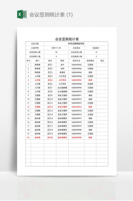  签到会统计人数表模板「签到汇总表」-第1张图片-马瑞范文网