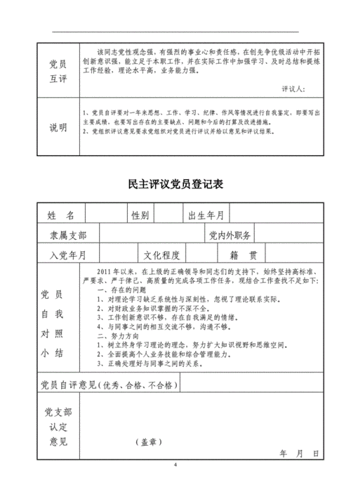 民主评议党员模板的简单介绍-第3张图片-马瑞范文网