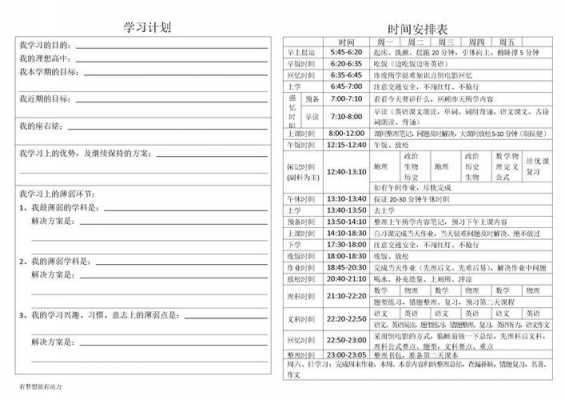 初中生作业计划表模板-第3张图片-马瑞范文网