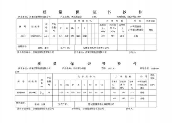 钢筋合格证抄件模板图片-第3张图片-马瑞范文网