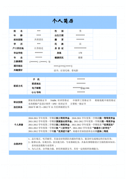 大专电子简历模板-第3张图片-马瑞范文网