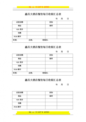 酒店收银表格-酒店收银缴款袋模板-第1张图片-马瑞范文网