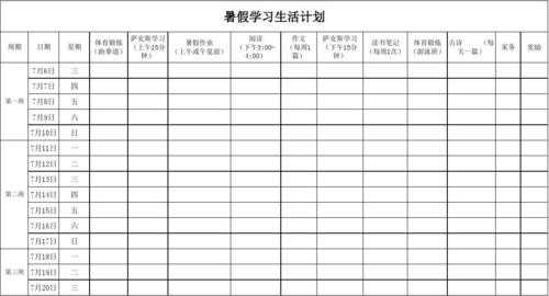 暑期计划表模板大学生-第3张图片-马瑞范文网