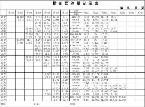 测量横断面记录表模板,横断面测量方法有哪些 -第3张图片-马瑞范文网