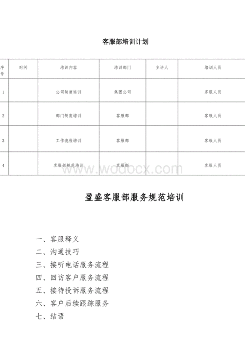 服务培训计划模板,服务培训计划模板图片 -第2张图片-马瑞范文网