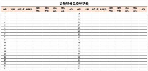 会员积分说明模板（会员积分登记表格模板）-第2张图片-马瑞范文网