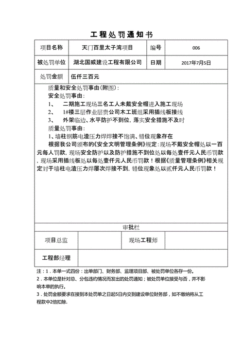 工程罚款依据怎么填写 工程量罚款模板-第2张图片-马瑞范文网