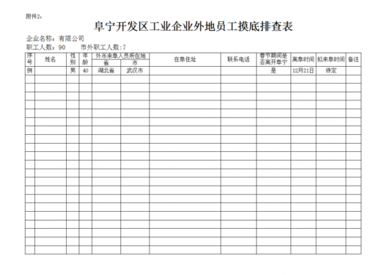 员工摸底模板,企业员工摸底排查表格 -第2张图片-马瑞范文网