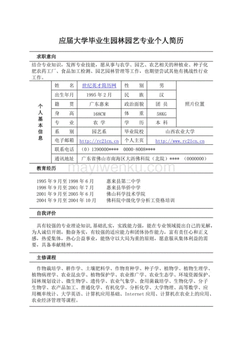 植物保护个人简历模板范文-植物保护个人简历模板-第1张图片-马瑞范文网