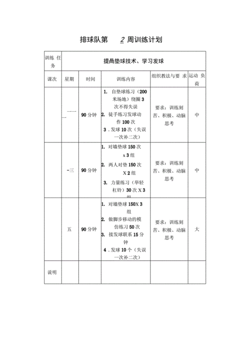 排球比赛训练计划 排球队队训练计划模板-第1张图片-马瑞范文网