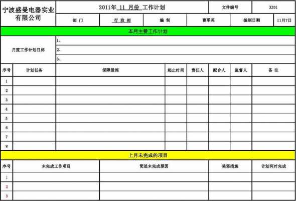 个人月工作计划表格模板,个人月工作计划表excel -第3张图片-马瑞范文网