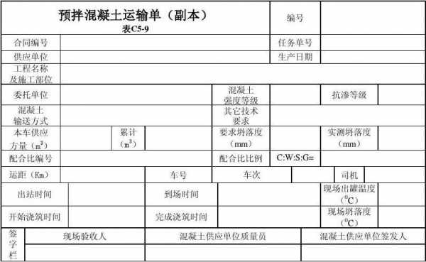 混凝土运输单据模板,混凝土运输明细表格 -第2张图片-马瑞范文网