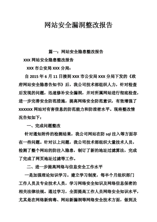 网站检测整改报告模板,网站整改方案 -第2张图片-马瑞范文网