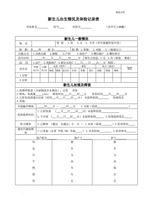 出生医学档案模板-第2张图片-马瑞范文网