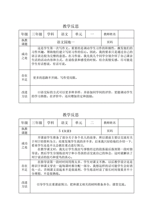 语文教学反馈模板图片-第1张图片-马瑞范文网