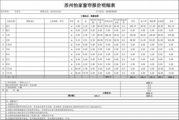 窗帘预算报价单 窗帘预算造价表模板-第2张图片-马瑞范文网