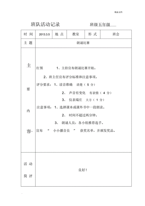  小学班队会模板「小学班队会记录8篇」-第2张图片-马瑞范文网