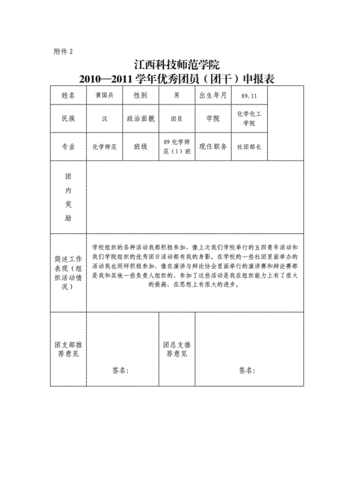 优秀团干部申请表模板-第3张图片-马瑞范文网