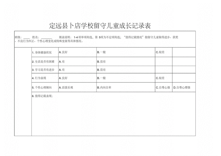 留守儿童成长记录卡模板,留守儿童成长记录卡模板怎么写 -第3张图片-马瑞范文网