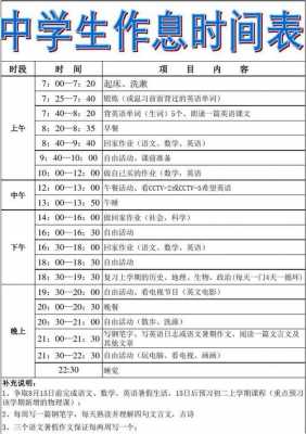  中学生作息时间表模板「中学生作息时间表周一到周五」-第2张图片-马瑞范文网